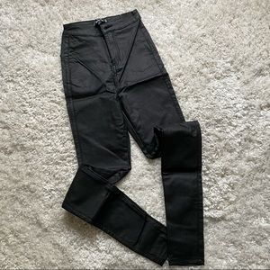 Tall Black Vice Coated Denim Skinny Jeans